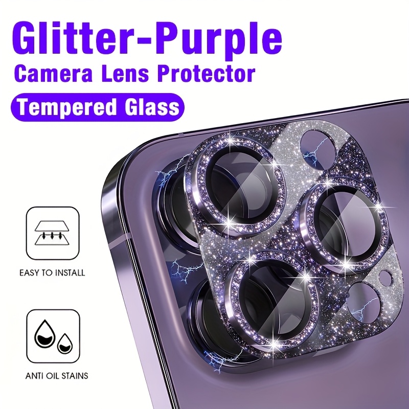 1 Pcs Glitter-Purple Camera Le - Tempered Glass Screen 9H review and price