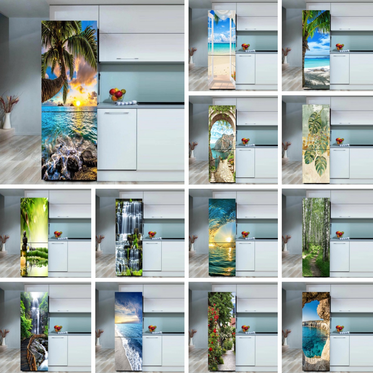 Seaside Beach Fridge Sticker D - Full Cover Adhesive review and price