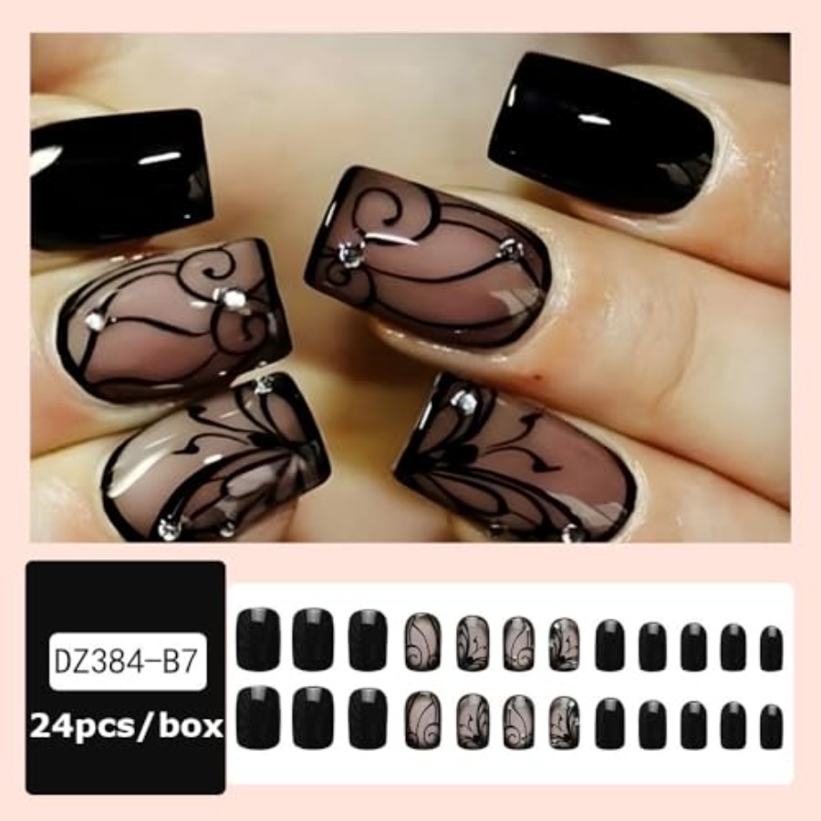 Short Square Press On Nails Nu - Full Cover Adhesive review and price