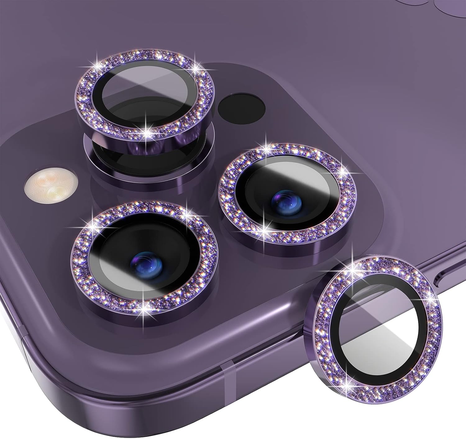 1Set Bling Glitter Purple Came - Tempered Glass Screen 9H review and price