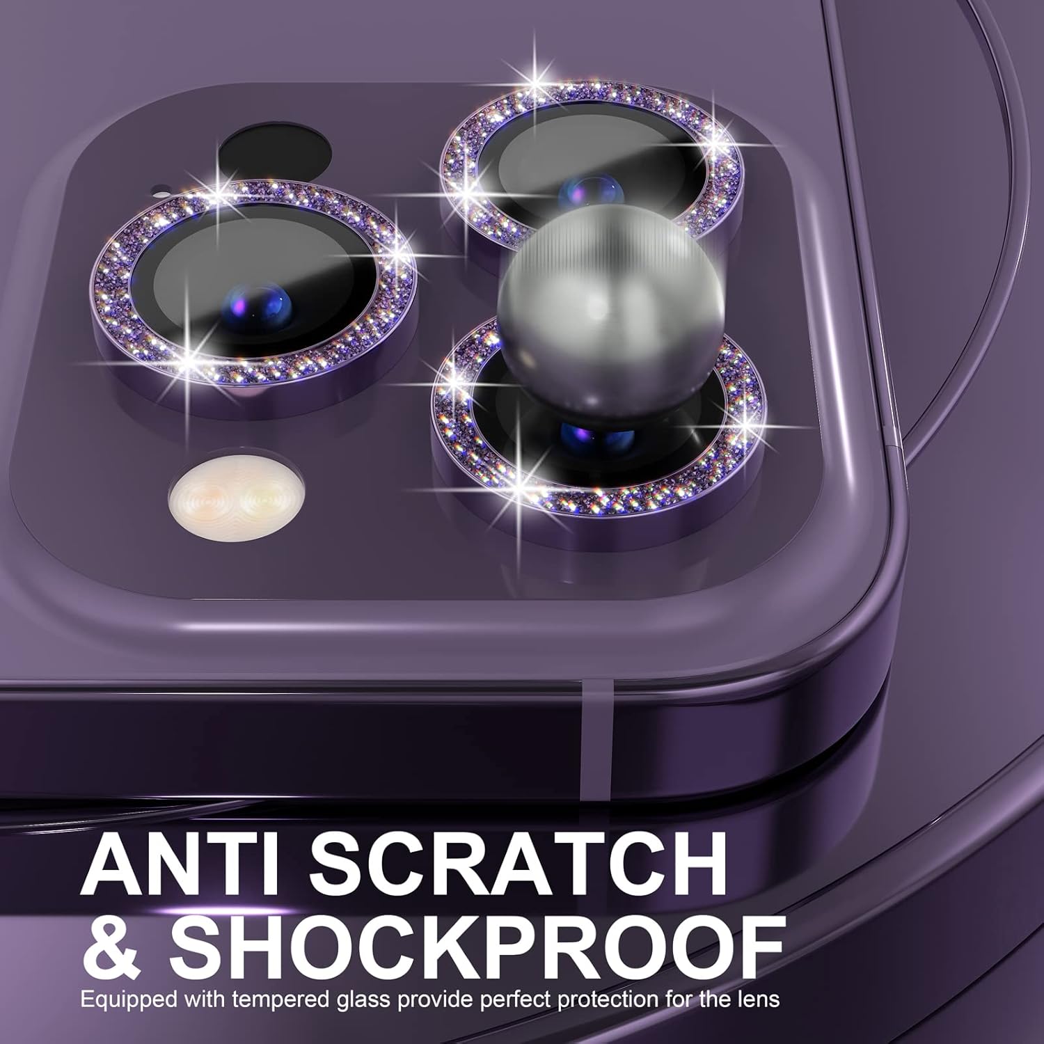 1Set Bling Glitter Purple Came - Tempered Glass Screen 9H review and price